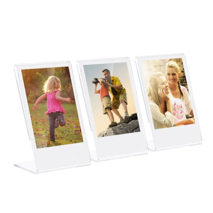 Andoer 3" L-shape Acrylic Photo Frame Transparent Mini Stand for Fujifilm Instax Mini 8 8+ 70 7s 90 25 26 50s 9 SP-1 SP-2 Film, 3-Pack
