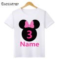 Boys/Girls Birthday Numbers Bow Cartoon Print T Shirt Kids Short Tops Children Design Your Name and number Cute T-Shirt,ooo3055. 
