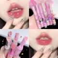 Love Heart Shaped Lipstick Pen Lip Glaze Jelly Mirror Flower Lip Gloss Moisturising Lipstick Stick Transparent Korean Cosmetics. 