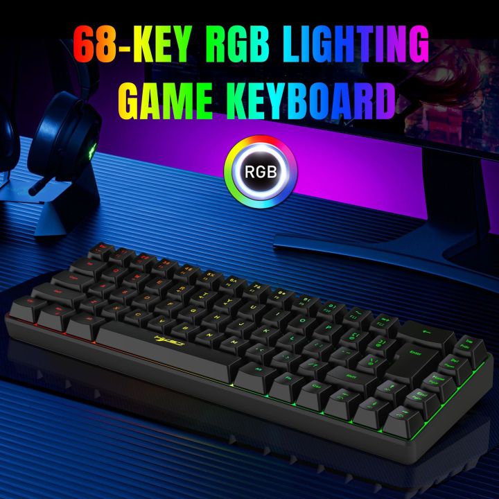 Wired%20K68%20RGB%20Streamer%20Mini%20Gaming%20Keyboard%20Membrane%20Keyboard%202.4G%20Wireless%20RGB%203600DPI%20Mouse%20for%20Game/Office%20spanish%20Korea%20-%20Image%205