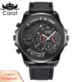 (New) carat xinew Port men calendar ub-dial decor faux leather band quartz writ watch. 