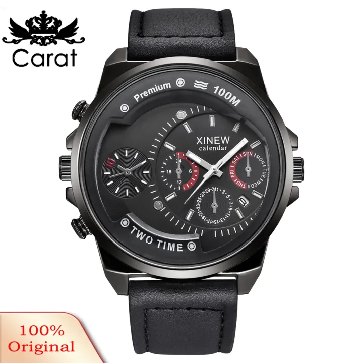 (New)%20carat%20xinew%20Port%20men%20calendar%20ub-dial%20decor%20faux%20leather%20band%20quartz%20writ%20watch%20-%20Image%202