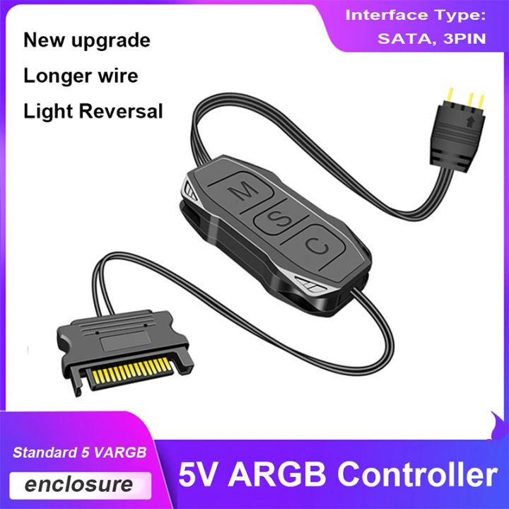 ARGB 5V 3PIN To SATA Interface Extension Cable Mini Adapter Controller RGB Sync Controller Cable for PC Fan Light Strip