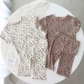 Baby Girl Nightgown Floral Suit Baby Full Printed T-shirts Summer 2pcs Toddler Girls Trendy Short Sleeve Pajamas Set Home Wear. 