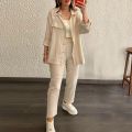 Loose Long-Sleeved Shirt and Pants Set for Women – Casual 2-Piece Set.