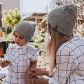 Winter Knitted Baby Hats Leather Label Children Caps Mother Kids Beanie Bonnet.