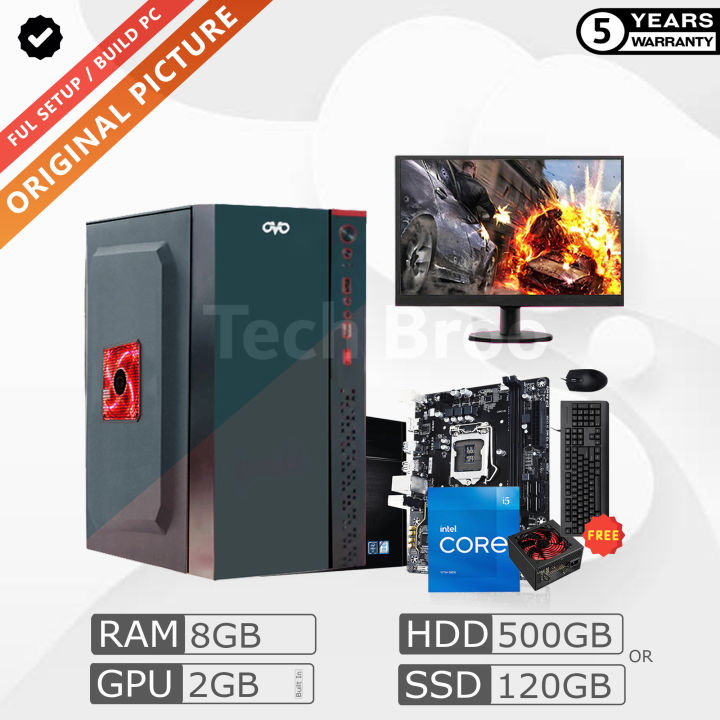 Intel Core i5 RAM 8GB/ SSD 120GB/ Or HDD 500GB/ Graphics 4GB built In/ With 19" Monitor Windows 10 64 Bit Desktop Computer