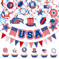Amazon New United States Independence Day Balloon Flag Set Birthday Party Scene Decoration Balloon Flag Pull.