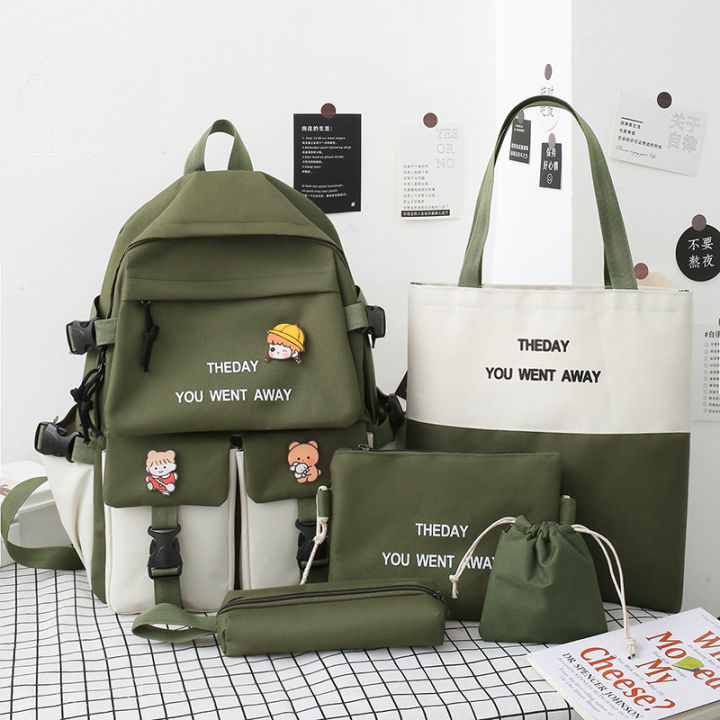 Backpack%20new%20five-piece%20set%20of%20schoolbag%20women's%20Korean%20version%20ins%20color-blocked%20middle%20school%20student%20schoolbag%20fashion%20campus%20student%20backpack%20-%20Image%207