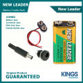New Leader 6F22 9V Battery with connector, Male Jack and Female Socket. 