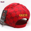 Red Embroidery logo Cotton Curved Visor Cap. 