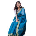 Traditional Teal Half Silk Mayabika Saree - Experience the Rich Heritage of Handcrafted Artistry -.