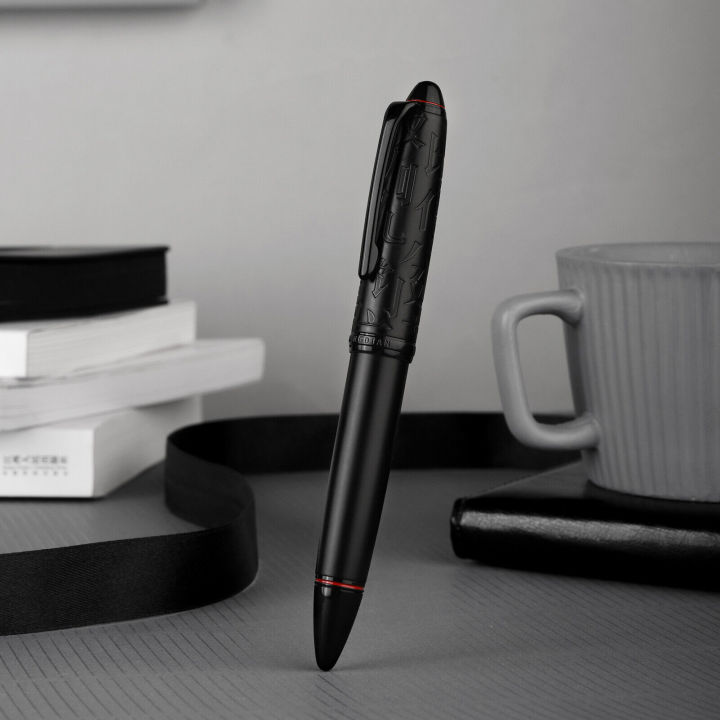Hongdian N6 Black Metal Resin Piston Fountain Pen Extra Fine Nib pen with Black Ink