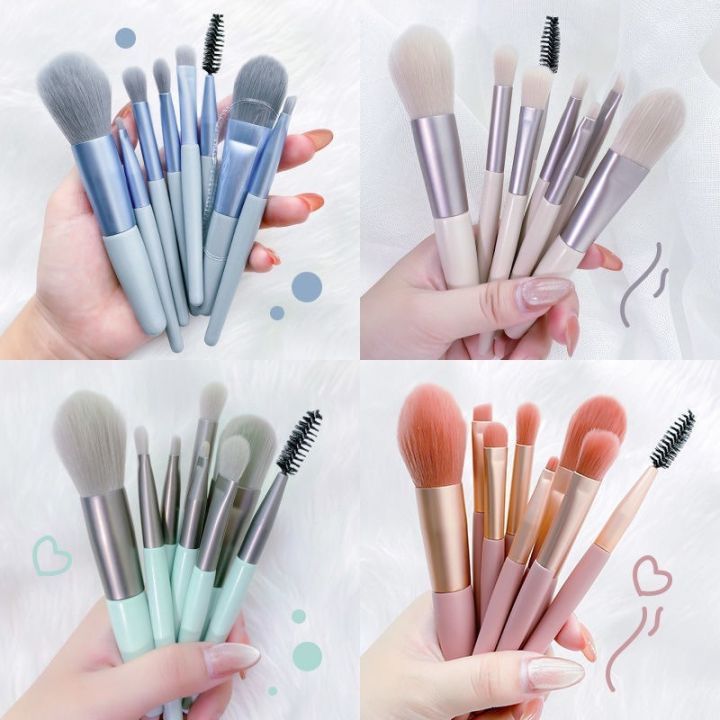 8Pcs/set Makeup Brushes Travel Make Up Brush Kit Mini Cosmetic Brushes for Face Foundation Blush Eye Shadow Powder Blusher Eyelash Brush Make Up Tools