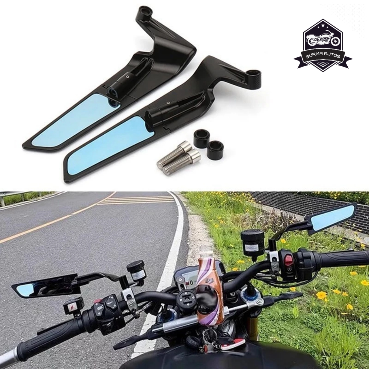 Universal Motorcycle Mirror Side Winglet Design