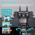 V380 PRO 3 Lens WIFI IP Camera Outdoor Waterproof 6MP Auto Tracking Color Night Vision Two Way Audio Three Lens PTZ CCTV Camera. 
