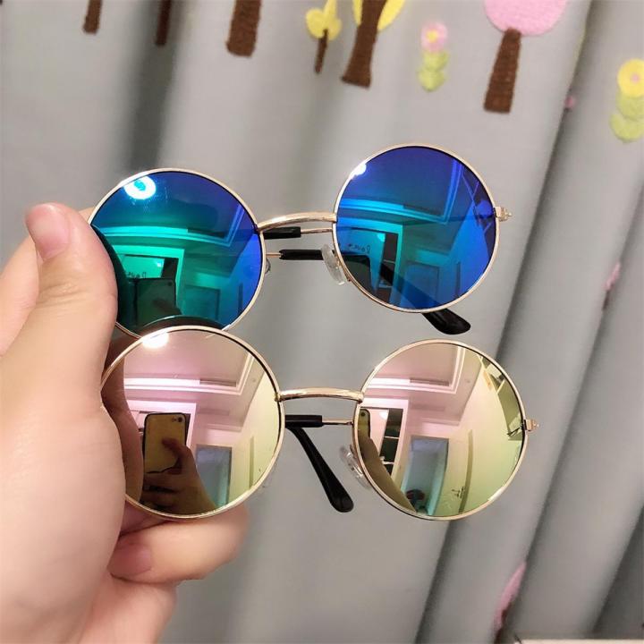 Children's Cute Round Frame Sunglasses Metal Fruit Dazzling Sunglasses Baby Glasses Personality Kids Sun Trend Street Props