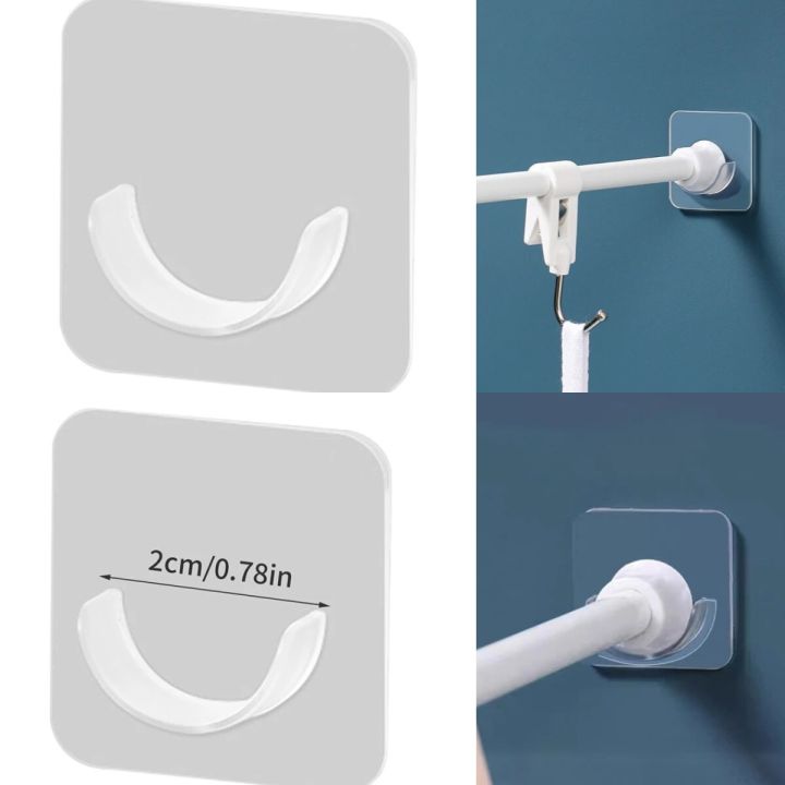 4pcs Strong Curtain Rod Bracket Holder Hooks For Wall Adhesive Bathroom Shower Rod Tension Retainer No Drilling Stick For Closet