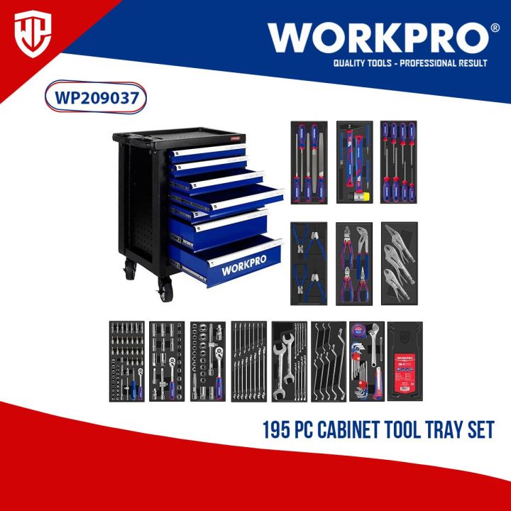 Workpro 255 PC Cabinet Tool Tray Set with 7 Drawer