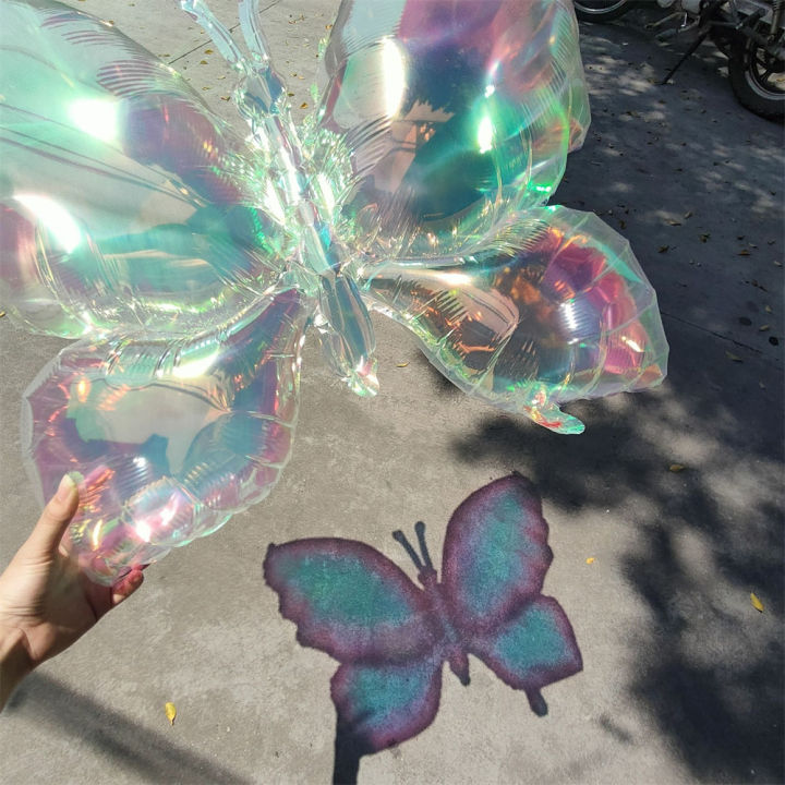 8pcs 40 Inch Gradient Butterfly Balloons - Large Mylar Foil Balloons For Birthday & Wedding Decor