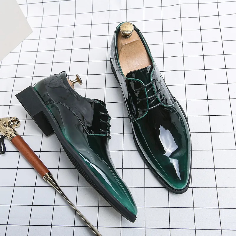 Formal Shoes Green Patent Leather Shoes 2023NEW】Luxury Designer