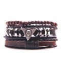 1Set 3/4Pcs Mix Leather Bracelet Men Multi-layer Bracelet Ladies Punk Casual Mens Bracelets Jewelry Accessories Classic Pulseira. 