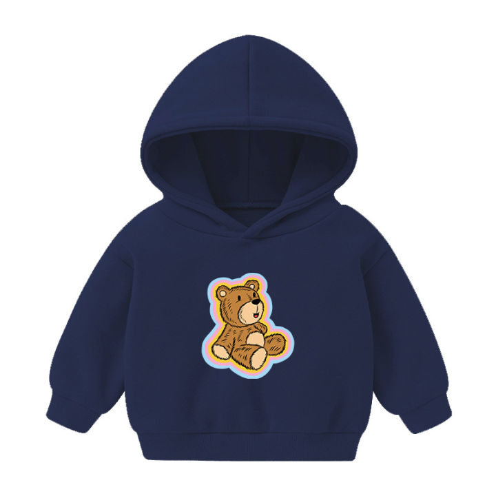 Spring%20New%20Children's%20Sweatshirt%20Korean%20Hooded%20Sweatshirt%20for%20Boys%20and%20Girls%20Cartoon%20Top%20with%20Fleece%20Bear%20-%20Image%202