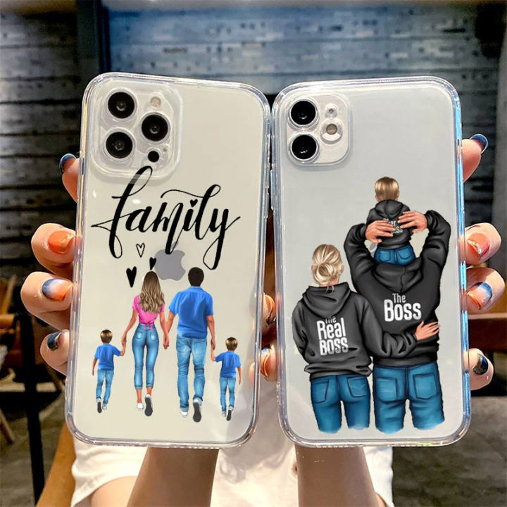 Super Mom And Super Dad Baby Family Phone Case For iPhone 15 14 13 12 11  Pro MAX Mini XR XS X SE Plus Cover Boy Girl Fundas