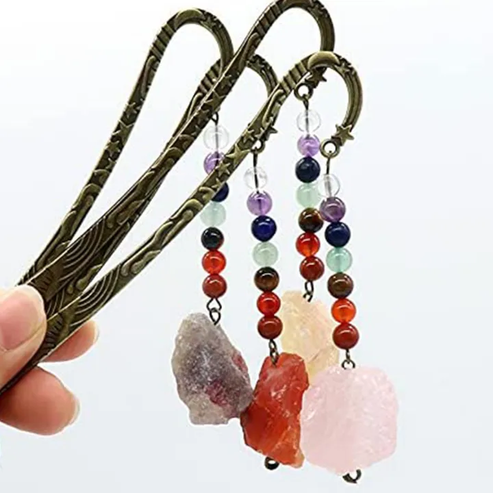 Multi%20Style%20Creative%20Metal%20Bookmark%20Tower%20Book%20Mark%20Healing%20Stone%20Crystal%20Beads%20Paper%20Clip%20Children's%20Gift%20Stationery%20Student%20-%20Image%203
