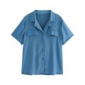 British Style Graceful and Fashionable Short-Sleeved Shirt Women's Summer New Design Sense Loose Suit Collar Korean Style Shirt Women's Clothing. 