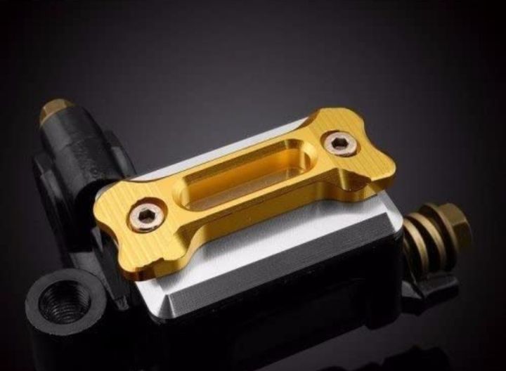 Front Brake Fluid Reservoir Cover Cap For Motorcycle. CNC Alloy Universal Model Golden