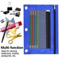 2Pcs 3 Ring Binder Pencil Pouches 2 Pocket Pencil Pouches with Zipper. 