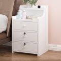 Simple 3 Drawer High Bedside Table, Bedroom Bedside Table Coffee Table with Lock Cabinet with Open Shelf And Lock Drawer 30X16 Inches. 