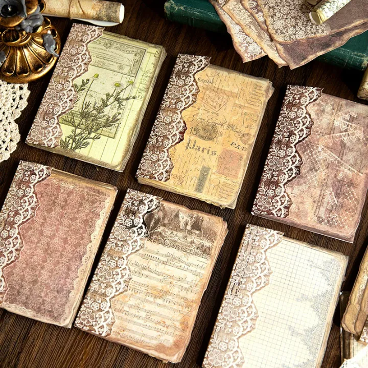 Past Journal Paper Sweet Journal 50PCS Handwritten Past Series Retro Material Paper DIY ...