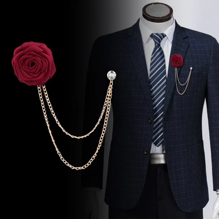 Hot%20Bridegroom%20Wedding%20Brooches%20Cloth%20Art%20Rose%20Flower%20Lapel%20Pin%20Well-designed%20Badge%20Tassel%20Chain%20Chest%20Brooch%20Fashion%20Badge%20-%20Image%204