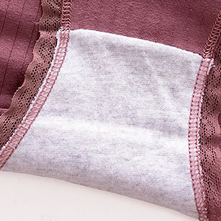 Girls%20Daily%20Panties,%20Cotton%20Solid%20Color%20Elastic%20Breathable%20Middle%20Waist%20Briefs%20with%20Lace%20Trimming%20fo%20-%20Image%203