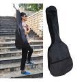 Acoustic Guitar Gig Bag Case Backpack with Zippered Pocket Design - Black.