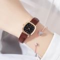 Square Pointer Quartz Watch Minimalist Dial Wristwatch With PU Leather Watchband. 