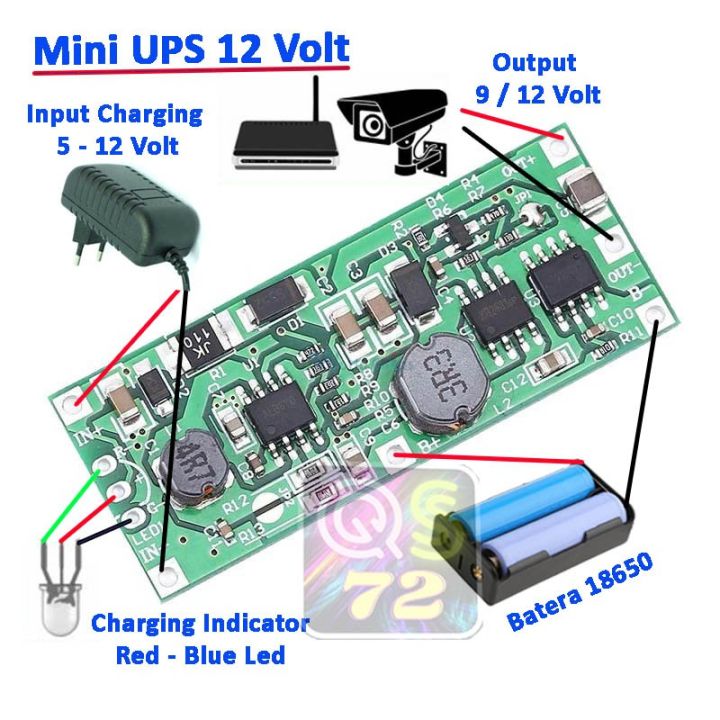 DC 3.7V to 12V Boost Converter Mini UPS Circuit 5V Charging Module for 18650 Lithium Battery UPS Voltage Converter Protection for Onu Router