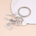 New Sewing Machine Keychain Tailor Key Ring Iron Tape Measure Scissors Dress Key Chain Women's Gift DIY Jewelry Handmade.