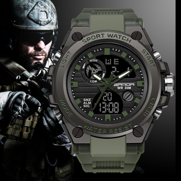 SANDA G Style Men Digital Watch Military Sports Watches Dual Display Waterproof Electronic Wristwatch Relogio Masculino 739