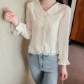 Korean Style Fashionable Top Autumn Women's New Chic Beautiful Small Shirt Popular Long Sleeves Chiffon Shirt This Year.