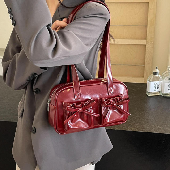 Bow%20Women's%20Shoulder%20Bag%20Trendy%20PU%20Leather%20Pleated%20Bow%20Underarm%20Bags%20Hottie%20Soft%20Hottie%20Handbag%20for%20Daily%20Use%20Office%20Wear%20-%20Image%202