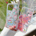 Hello Kitty Cartoon Kawaii Liquid Glitter Phone Cases for iPrelaxhone 14 13 12 11 15 Pro Max X XR Quicksand Sequins Back Cover. 