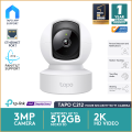 TP-Link Tapo C212 3MP Pan-Tilt Home Security Wi-Fi+Ethernet IP Camera with night vision motion detection and up to 30FT coverage with 360º horizontal range.