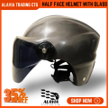Black Half Face Helmet – Cap Style Bike Helmet with Sun Protection Glass | Stylish Open Face Helmet for Men & Women – Durable ABS Build. 