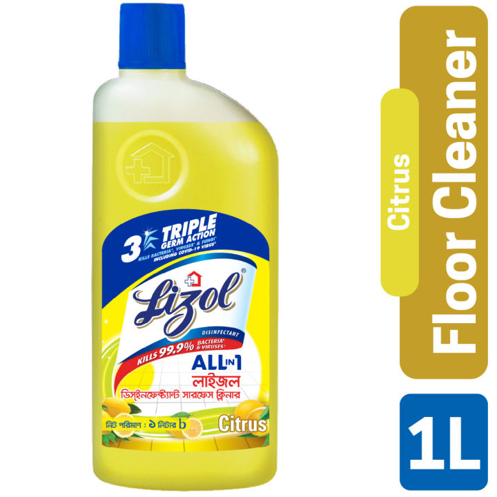 Lizol Disinfectant Floor & Surface Cleaner 1000ml Citrus, Kills 99.9% Germs