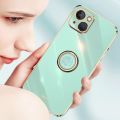 For iPhone 13 XINLI Straight Edge 6D Electroplate TPU Phone Case with Ring Holder.