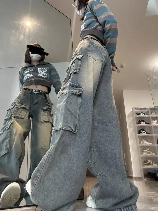 EmotionaE%20Multi-pocket%20Design%20Streetwear%20Cargo%20Pants%20Women%20Autumn%20Winter%20Wide-leg%20Trendy%20Niche%20Washable%20Oversized%20Jeans%20Women%20Y2k%20Baggy%20-%20Image%204
