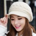 Autumn Winter Beanies Caps Women Warm Wool Elegant Flowers Knitted Hat Female Rabbit Hair Windproof Velvet Cap.